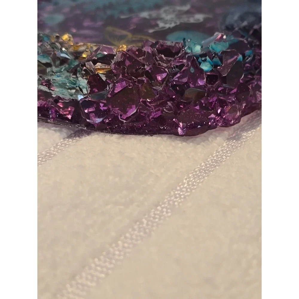 Handmade Resin Crystal Edge Trinket‎ Holder Purple With Butterflies  778